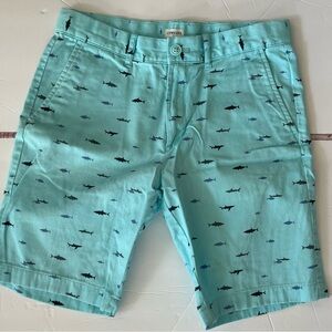 CREWCUTS shark print blue cotton shorts